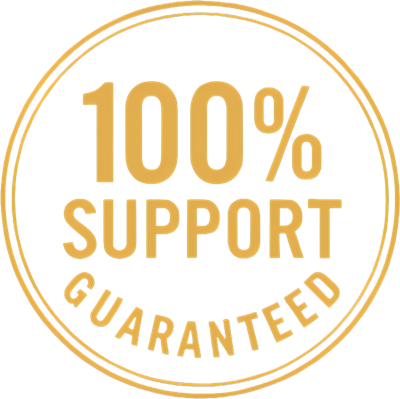 100 percent support guaranteed badge